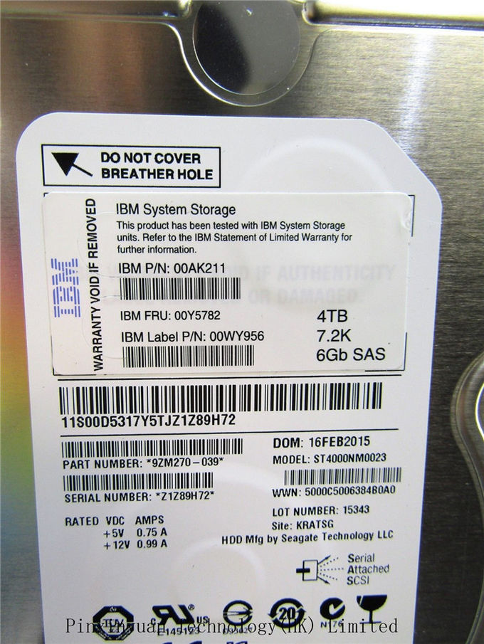 Unité de disque dur 7.2K 6Gb SAS 3,5" de serveur d'IBM 00Y5782 4tb HDD AC32 00AK211 00D5317 STORWIZE 2078 12E