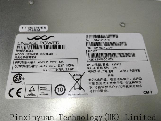 approvisionnement d'alimentation CC Du serveur 1500W pour ASR9000 le routeur Cisco A9K-1.5KW-DC (341-0337-03) de la série