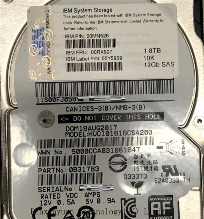 Unité de disque dur de serveur d'IBM 00RX927 Sata, unité de disque dur HS HDD 00MN526 de serveur de 1.8TB 12GB SAS 2,5