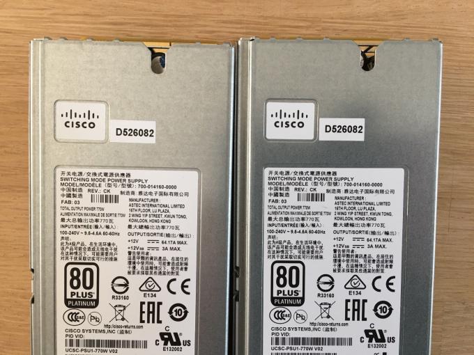 Serveur chaud UCS C220 M4 de série C à C.A. de Cisco UCSC-PSU1-770W V02 770W d'alimentation d'énergie de serveur de prise